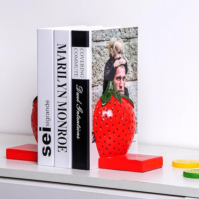 Strawberry Decorative Bookends, Resin Book Ends - Image 7
