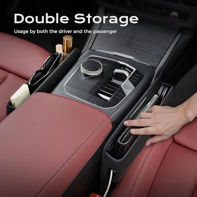 Coverado Universal Car Seat Gap Filler Organizer, Premium Suede Leather Car - Image 5