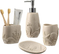 Bathroom Accessories Set, 4 PCS, Sea Bathroom Decor, Sandstone Look