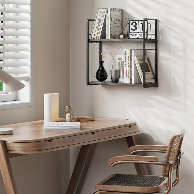 Floating Book Shelves for Wall, 2-Layer Wall Bookshelf for Book Storage - Image 2