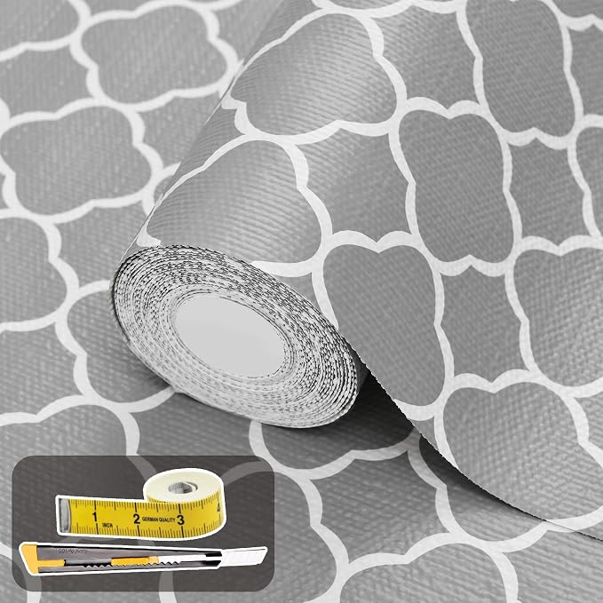 Shelf Liners for Kitchen Cabinets 12in x 30FT Non Adhesive Drawer Liner Gray by Adwann