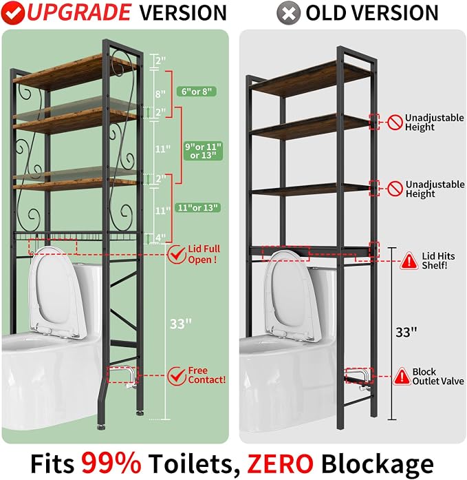 Over-The-Toilet Storage Rack 4-Tier, Bathroom Organizer Shelf Over Toilet - Image 2