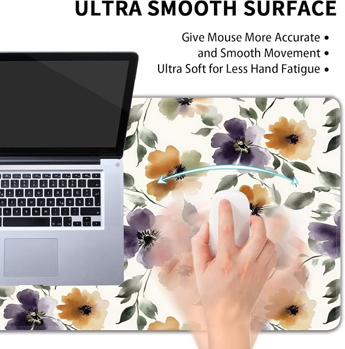 Watercolor Floral Large Mouse Pad, Gaming Keyboard Desk Pad, Extended Mouse Mat - Image 5