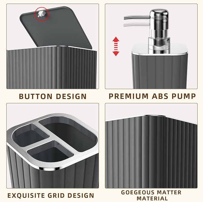 Bathroom Accessories Set- 25PC Grey Bathroom Set, Bathroom Set - Image 8