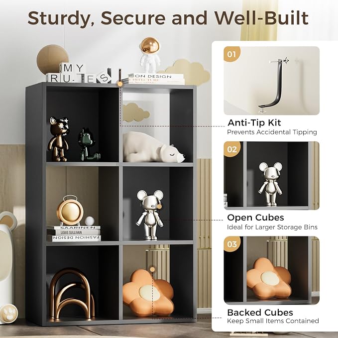 COMHOMA 6 Wood Cube Storage Organizer - Image 5