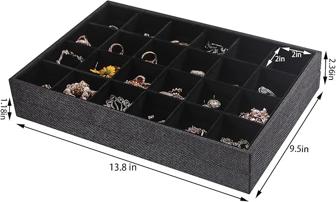 Julysky 2 Pack 24 Grids Jewelry Organizer Trays Ring Earring Display Stand - Image 3