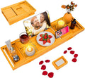 Foldable Bathtub Caddy Tray, Bamboo Bath Tub Tray Table by BESHOF