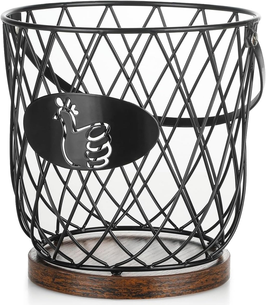 Round Egg Basket for Gathering Fresh Eggs, Metal