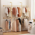 Gold Pipe Clothing Rack Wall Mounted, Industrial Pipe Clothes Racks