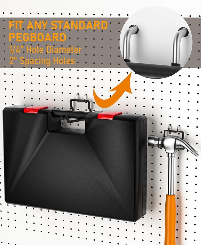 INCLY 24 Pack Heavy Duty Pegboard Hooks, 1/4" Pegboard Drill Holder Tool - Image 4