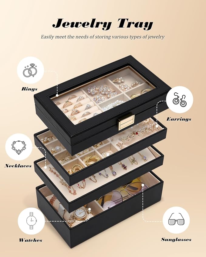 Homde Jewelry Tray Stackable Jewelry Box Drawer Organizer - Image 3