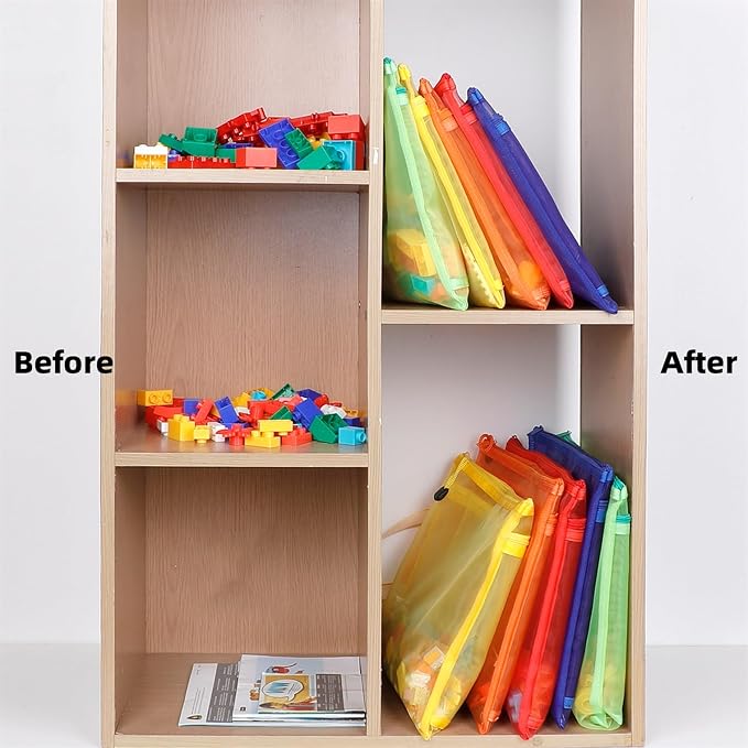 10 Pack 5 Color Mesh Zipper Pouch Bags, Nylon Puzzle Building Block Sets Toy - Image 3