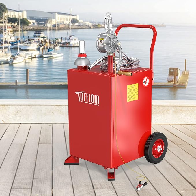TUFFIOM 20 Gallon Fuel Gas Caddy w/Wheels & Manual Siphon Pump, Portable Diesel - Image 7