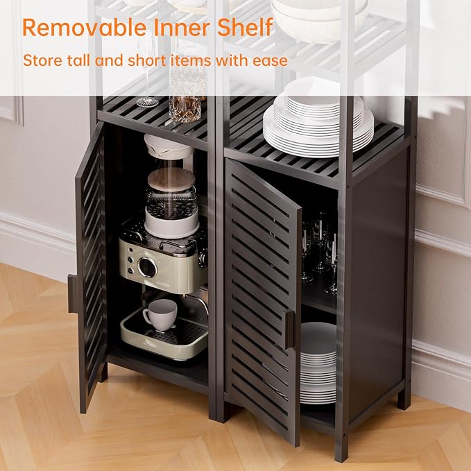 HITNET Bathroom Cabinet Freestanding, Tall Slim Bamboo Storage Cabinet - Image 7