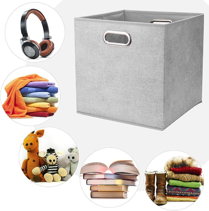 i BKGOO Cloth Storage Bins Set of 4 Thick Fabric Drawers Foldable Cubes Basket - Image 3
