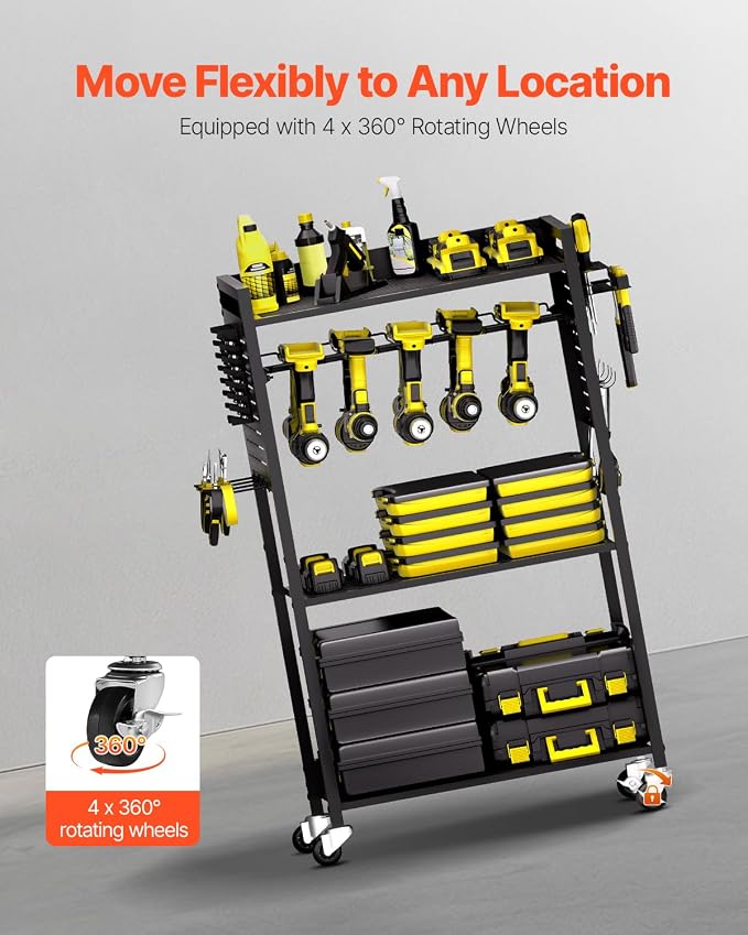 VEVOR 4-Tier Tool Organizer Cart, 150 lbs Load Capacity, Floor Stand Rolling - Image 4