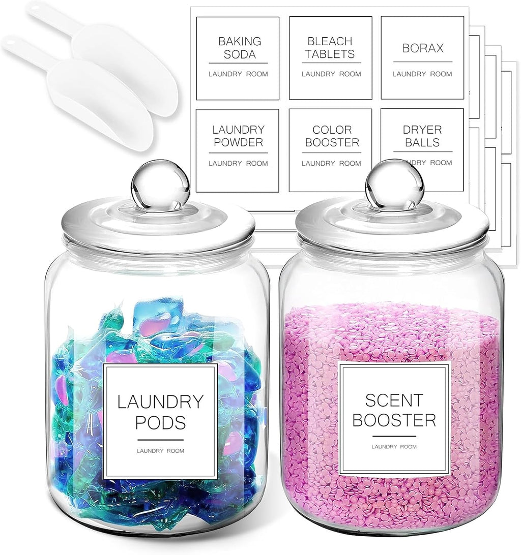 FyndraX Laundry Pods Glass Jars - Half Gallon Airtight Containers with