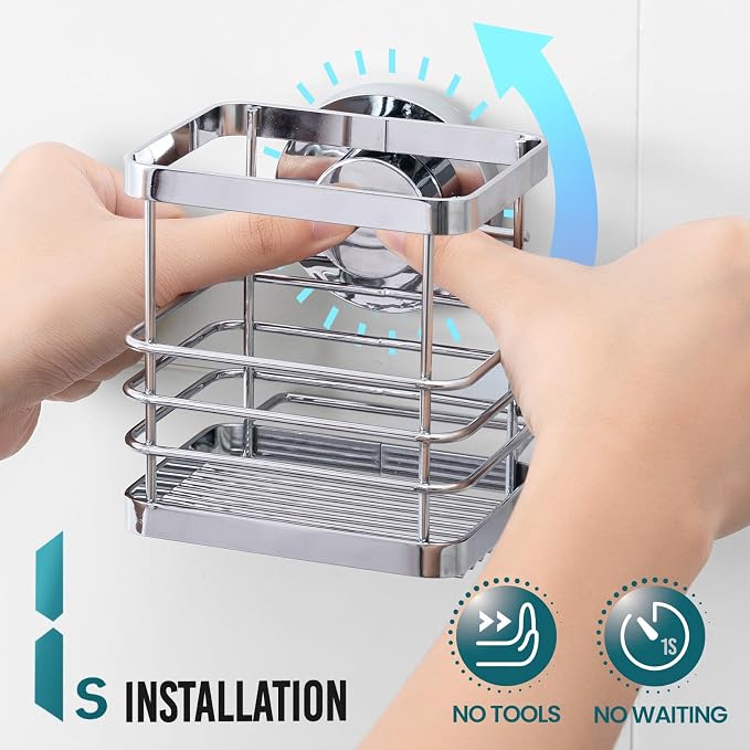 TAILI Patented Suction Cup Toothbrush Holder, Stainless Steel Anti-Puddling - Image 2