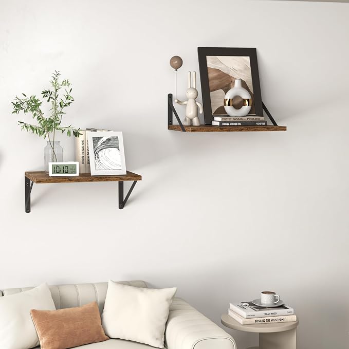 Heimlove Deep Floating Shelves for Wall, 16W x 12D Wood Wall Shelves Set of 2 - Image 7