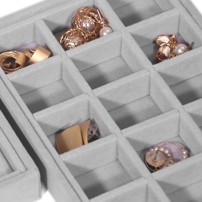 DIOMMELL 12 Pack Stackable Velvet Jewelry Trays Organizer, Jewelry Storage Box - Image 6