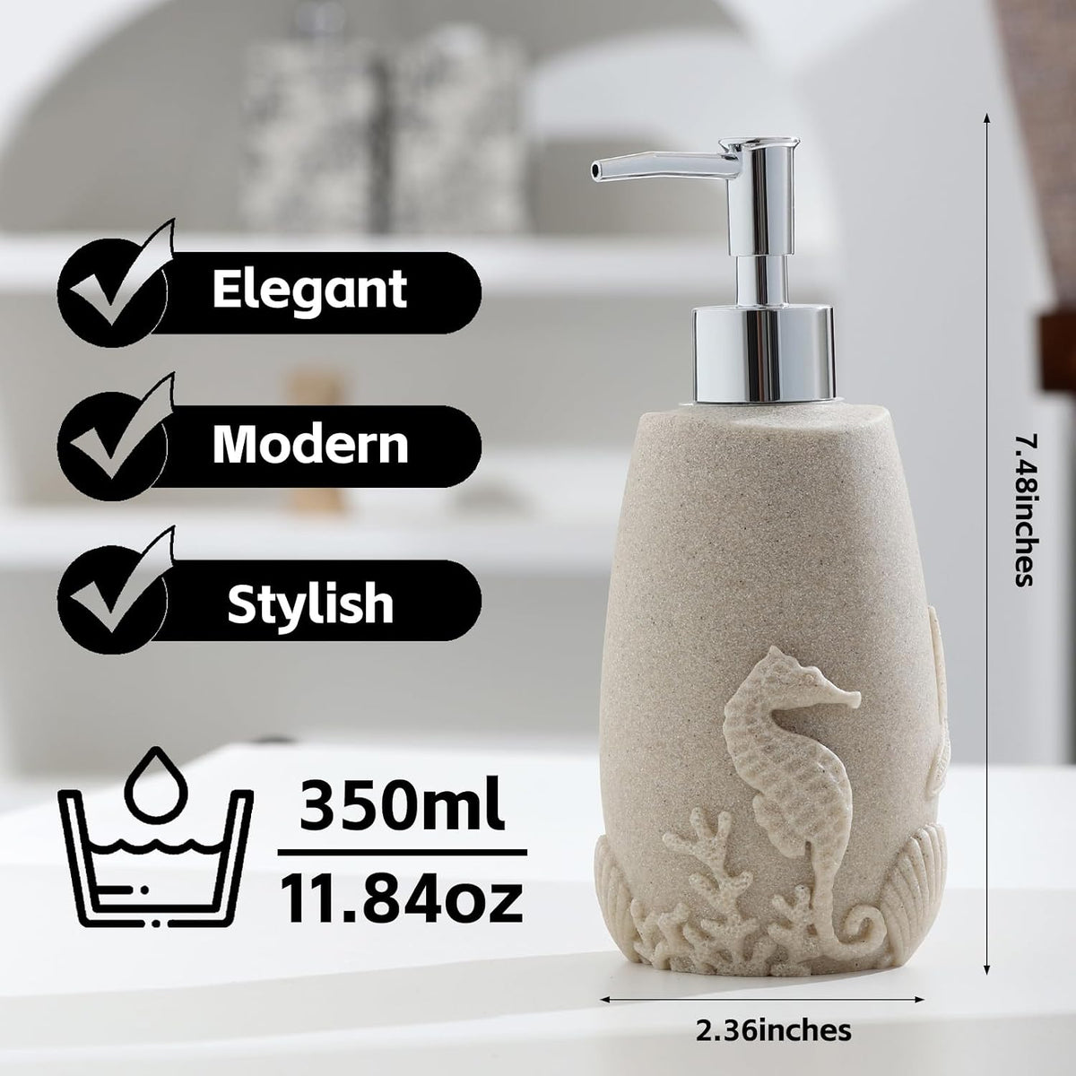 Bathroom Accessories Set, 4 PCS, Sea Bathroom Decor, Sandstone Look