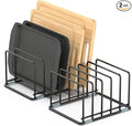 2-Pack Medium Black Cutting Board Racks, Kitchen Cabinet Organizer, 5 Tiered by VAEKUCEAN