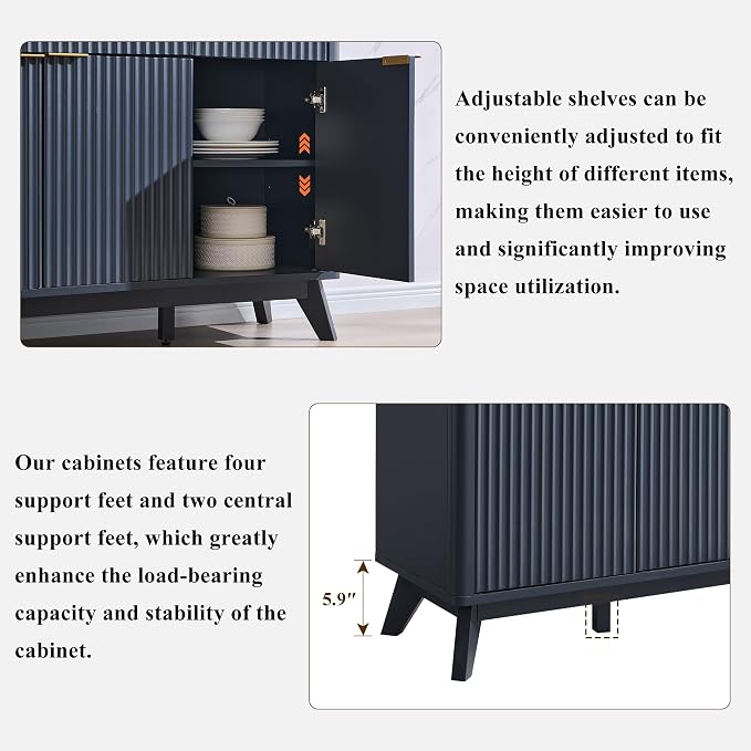 OKD 60" Fluted Buffet Sideboard Cabinet - Image 6