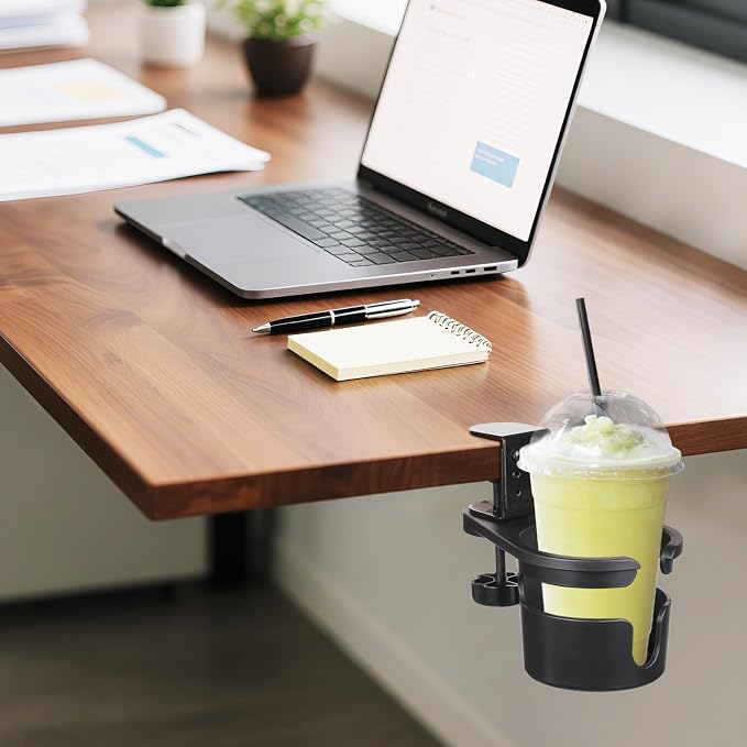 MYITYARD Desk Cup Holder Clamp, Anti-Spill Clip On Table Cup Holder, Rotatable - Image 7