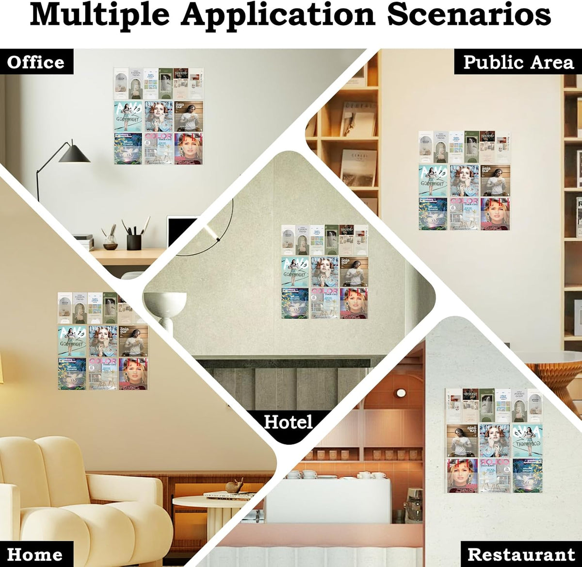 Acrylic Brochure Pamphlet Holder, 6 Magazine Holders and 6 Pamphlet