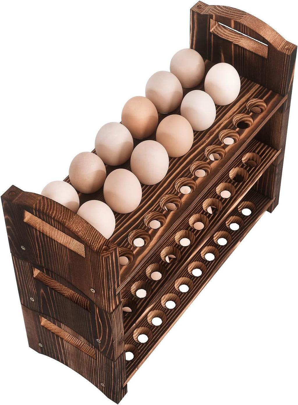 Wooden Egg Holder 3 Layer Fresh Egg Rack Holders Countertop Stackable