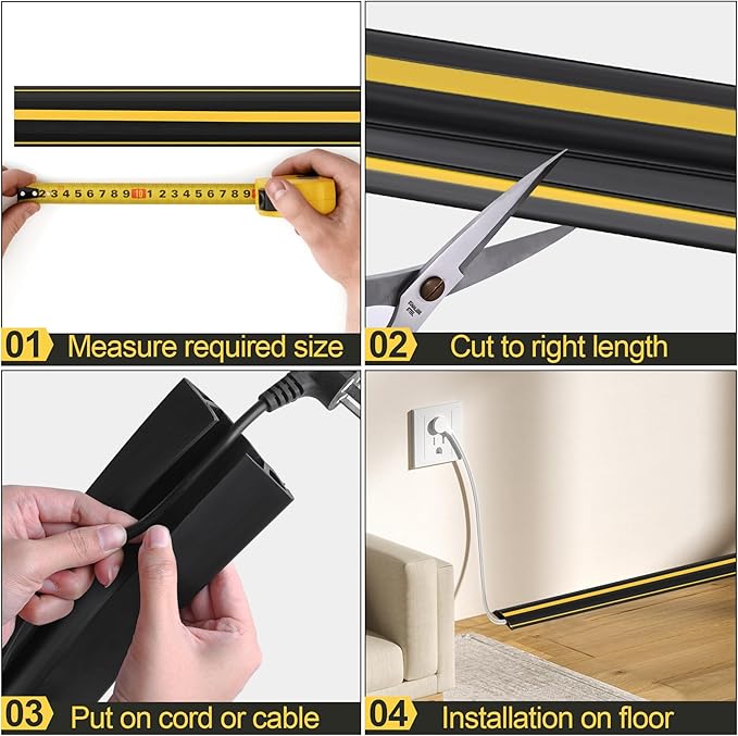 MYFAMIREA 20FT Floor Cord Cover Heavy Duty Cable Cover Protector 3 Channels - Image 5