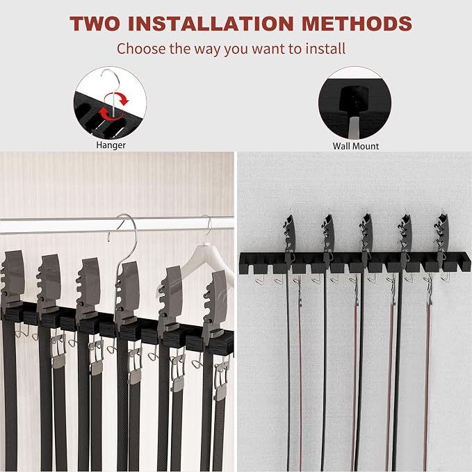 Belt Hanger for Closet Max 42 Belts, 2-in-1 Wall Mount Belt Organizer - Image 5