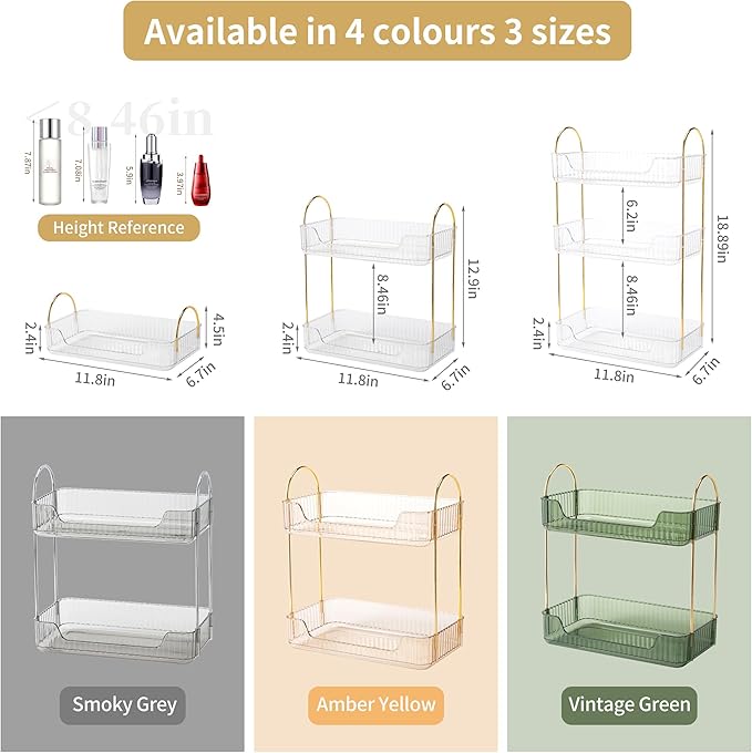 YCIA&DONE Bathroom Organizer Countertop, Makeup Storage, Skincare Cosmetic Tray - Image 5