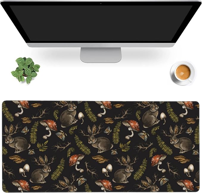 Desk Mat, Mystical Hare with Mushroom Gaming Mouse Pad, XXL Extended Mouse Pad by MIOAOSRT
