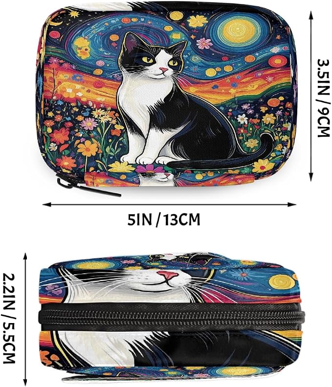 Oli Painting Cat Flowers Pill Organizer Travel Medicine Case - Image 2