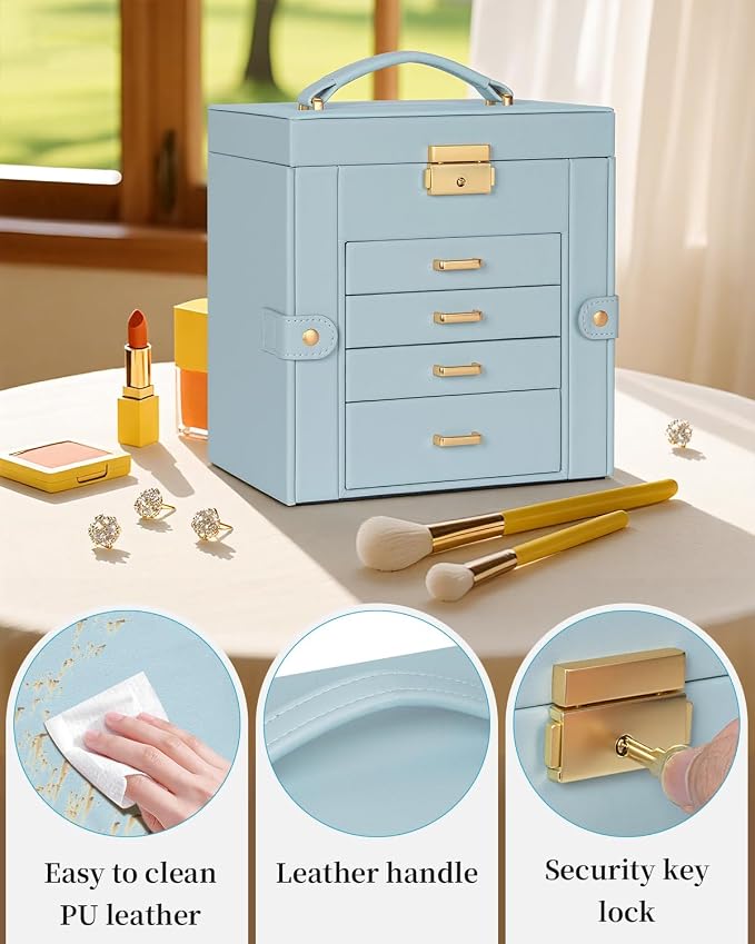 TORIBIO Jewelry Box for Women, Leather Jewelry Organizer - Image 7