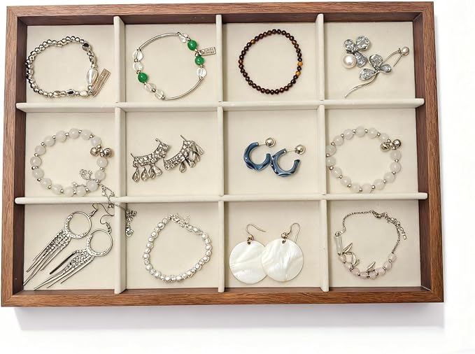 Large Jewelry Trays for Drawers Stackable Velvet Jewelry Display for Vendors by HOUKANWE