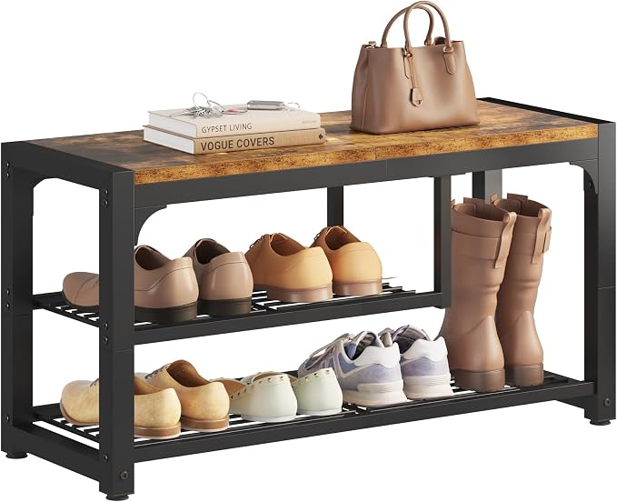HOMEFORT Shoe Bench, 3 Tiers Shoe Rack Bench, 31.5" Shoe Storage Bench - Image 9
