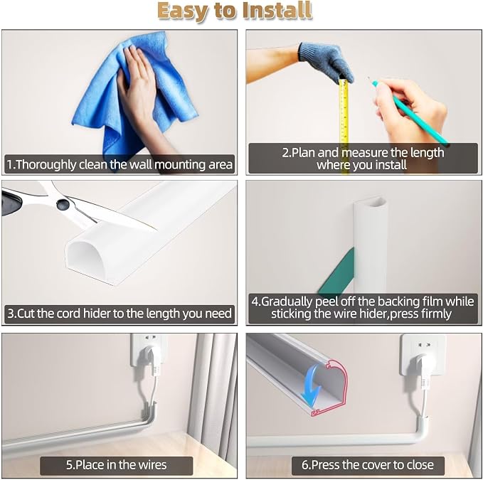 118" Side Open Cord Hider for Wall Mounted Tv, Extension Cable Cover to Hide - Image 9