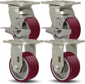 SY America 4" X 2" Casters Wheels, Heavy Duty Casters Set of 4，Polyurethane on by SYAmericaIndustrialCasters