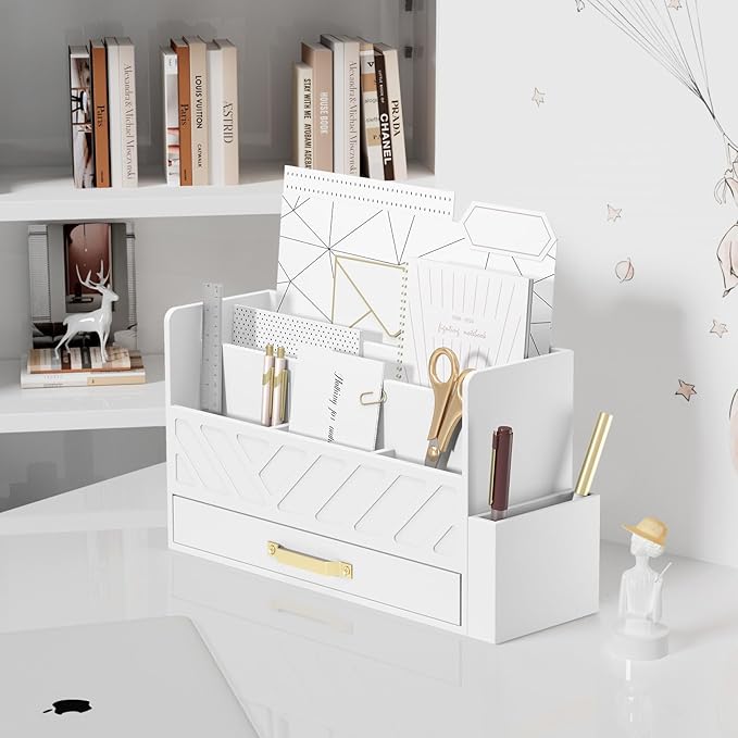 Bamboo Desk Organizer Mail Holder Countertop Wood Desk Drawer Tabletop Storage - Image 3