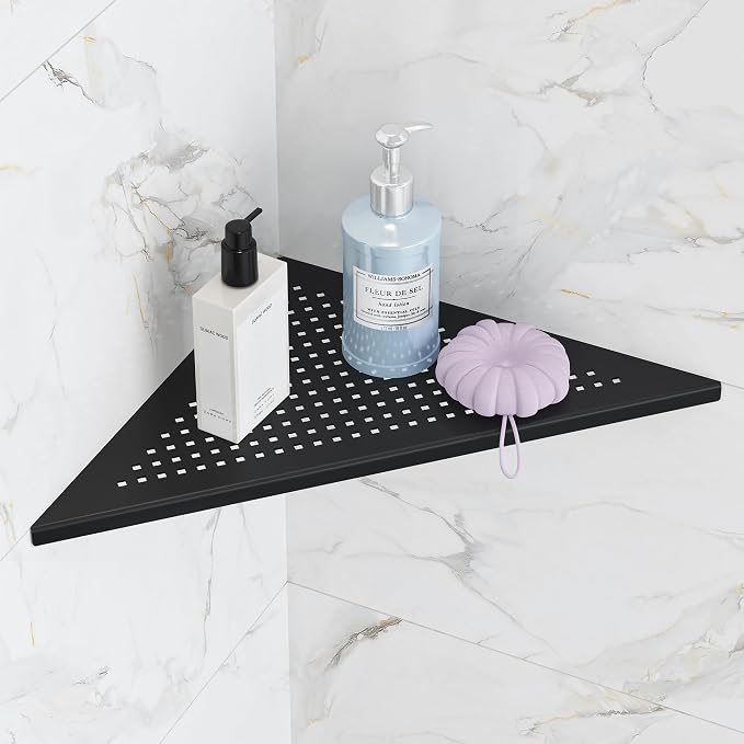 Bathroom Corner Shelf, Recessed 12" Shower Shelf Caddy, SUS304 Stainless Steel by Qeke