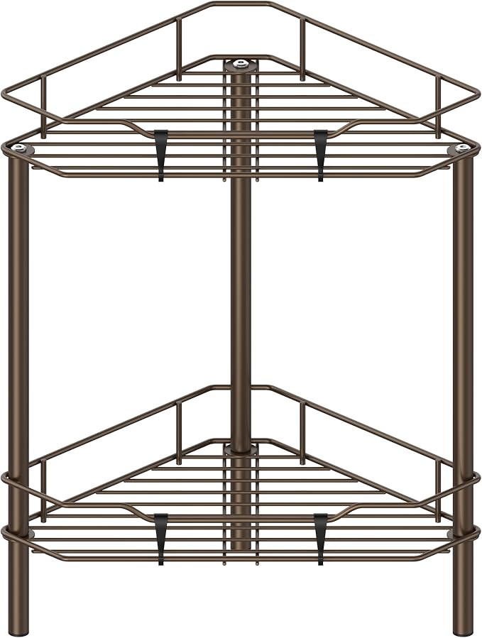 2 Tier Floor Standing Corner Shower Caddy Organizer Shelf by HuggieGems