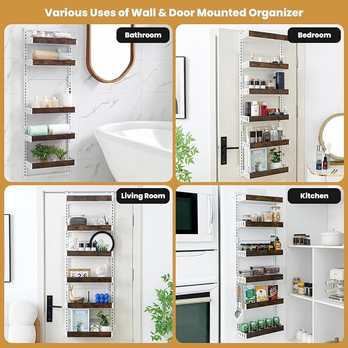 Over-The-Door Organizer – 6-Tier Wooden Pantry Storage Shelf - Image 7