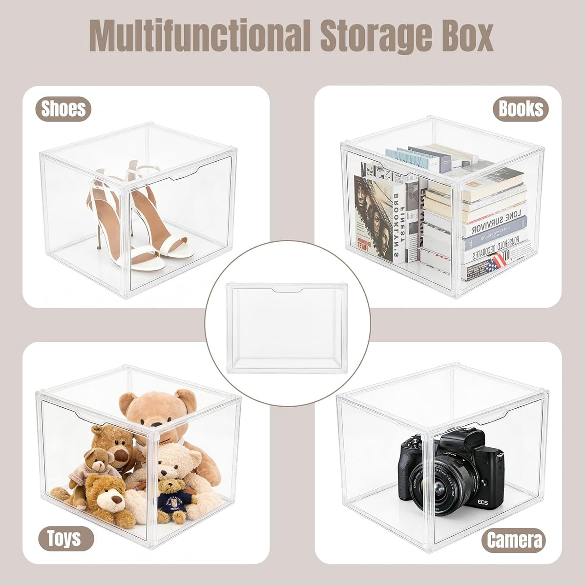 3 Pack Acrylic Purse Storage Organizer for Closet, Stackable