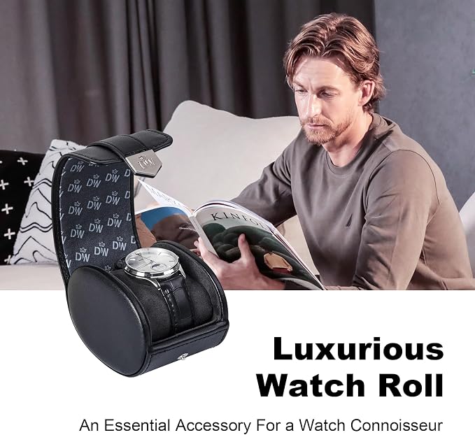 DUKWIN Watch Roll, Vegan Leather Travel Single Watch Case Organizer - Image 5