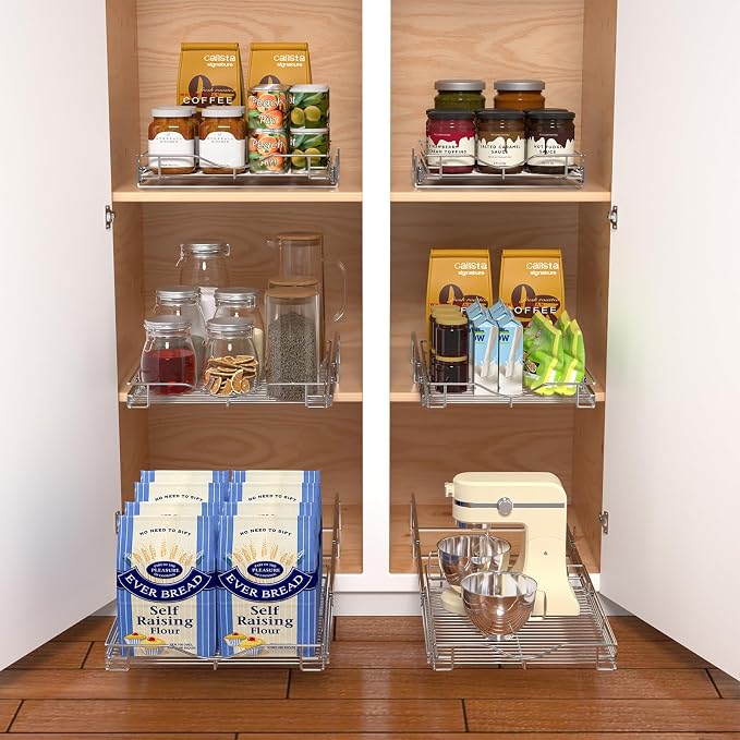 DINDON 1 Tier Pull Out Cabinet Organizer Heavy-Duty Metal Sliding Drawer Shelf - Image 4