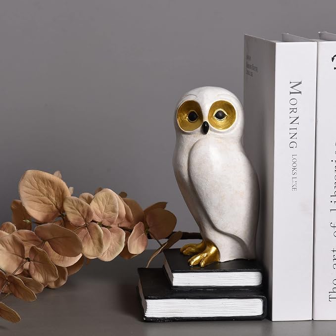 Book Ends for Shelves, Owl Decorative Bookends Bronze Bird Book Stopper Unique - Image 8