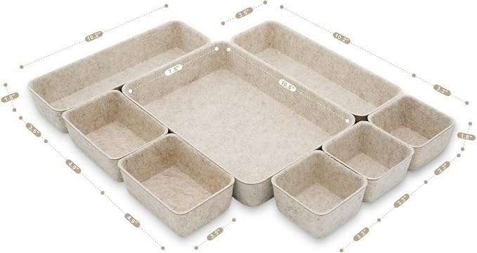 Welaxy 8-piece Nordic Beige desk drawer organizer tray office suppliers pens - Image 7