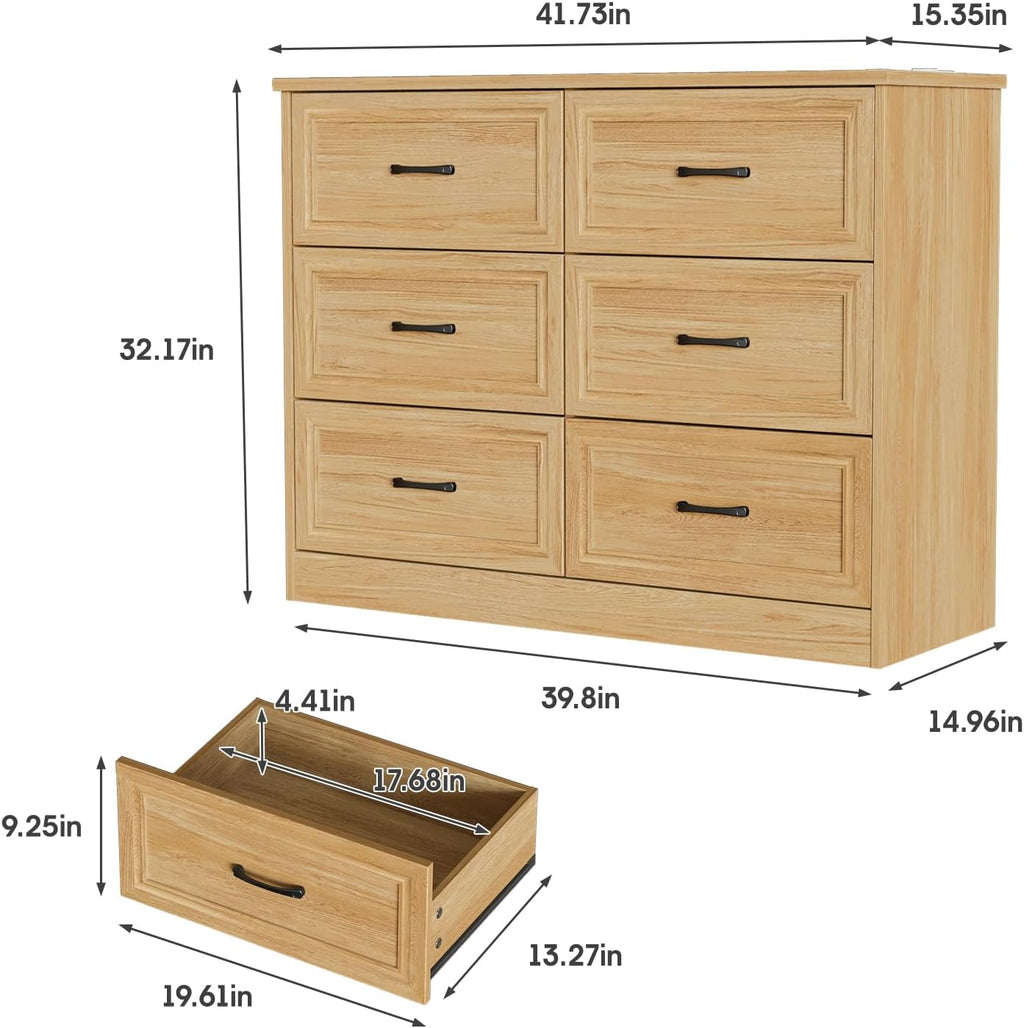 Fameill Dresser for Bedroom, 6 Drawer Wide Dresser Organizer with